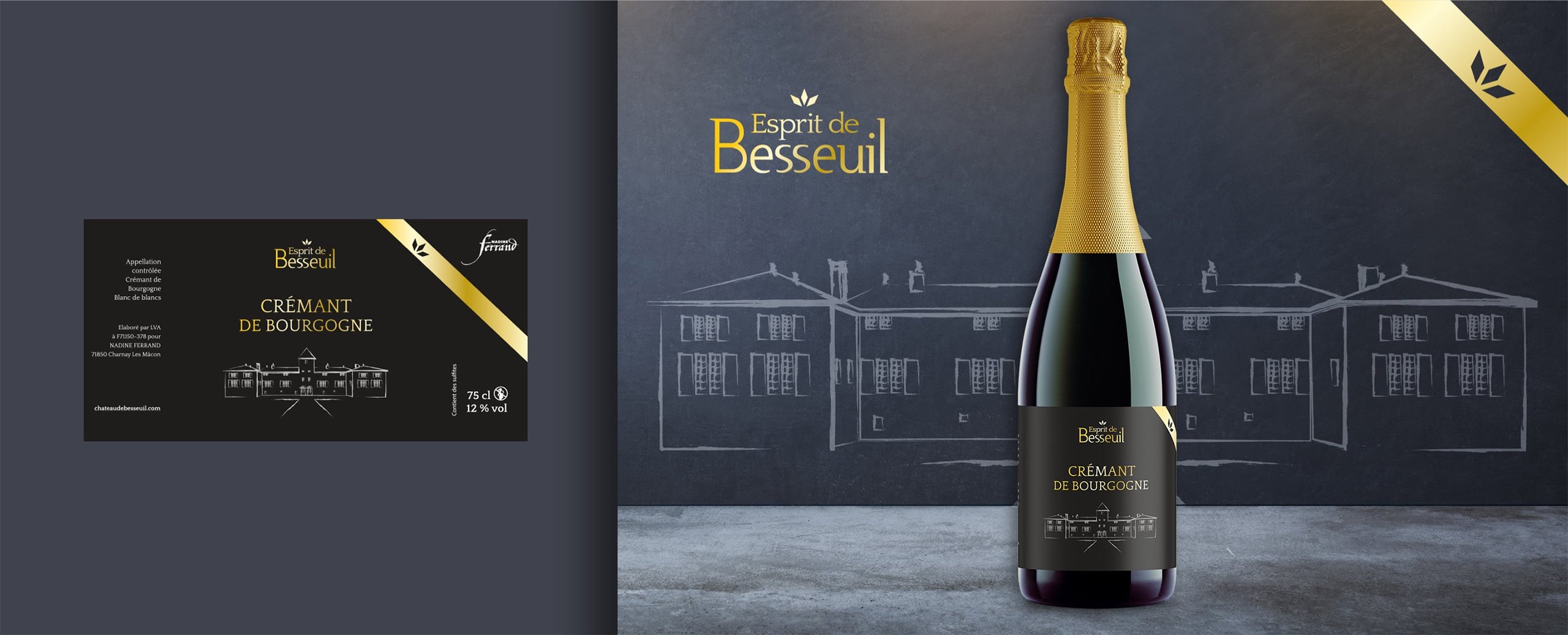 Habefast Study Case Chateau De Besseuil Design Wine Bottle Label Esprit De Besseuil Cremant De Bourgogne
