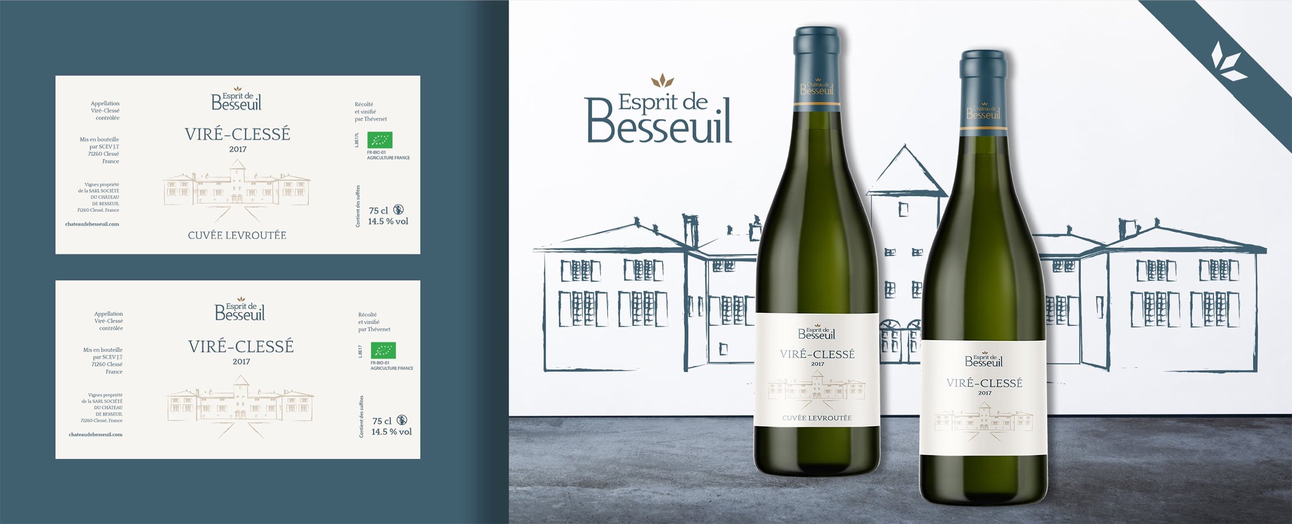 Habefast Study Case Chateau De Besseuil Design Wine Bottle Label Esprit De Besseuil Vire Clesse 2017