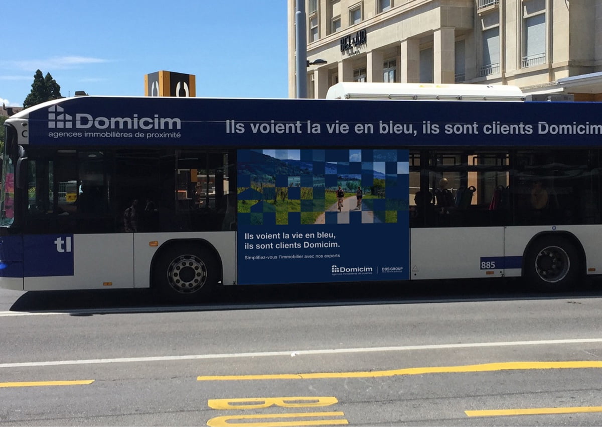 Habefast Etude De Cas Domicim Creation Campagne Publicitaire La Vie En Bleu Habillage Bus