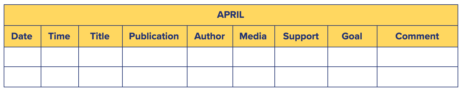 Habefast Example Publication Calendar Blog Media Plan